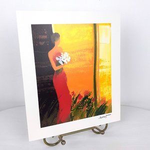 Emile Bellet Woman Flowers Seriolithograph Vintage Park West Gallery Romantic